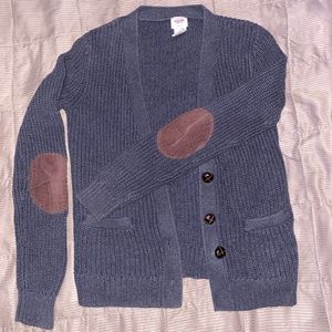 Grey sweater with brown elbow pad prints